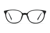 Serene Black, Oval Black Acetate Glasses - Front