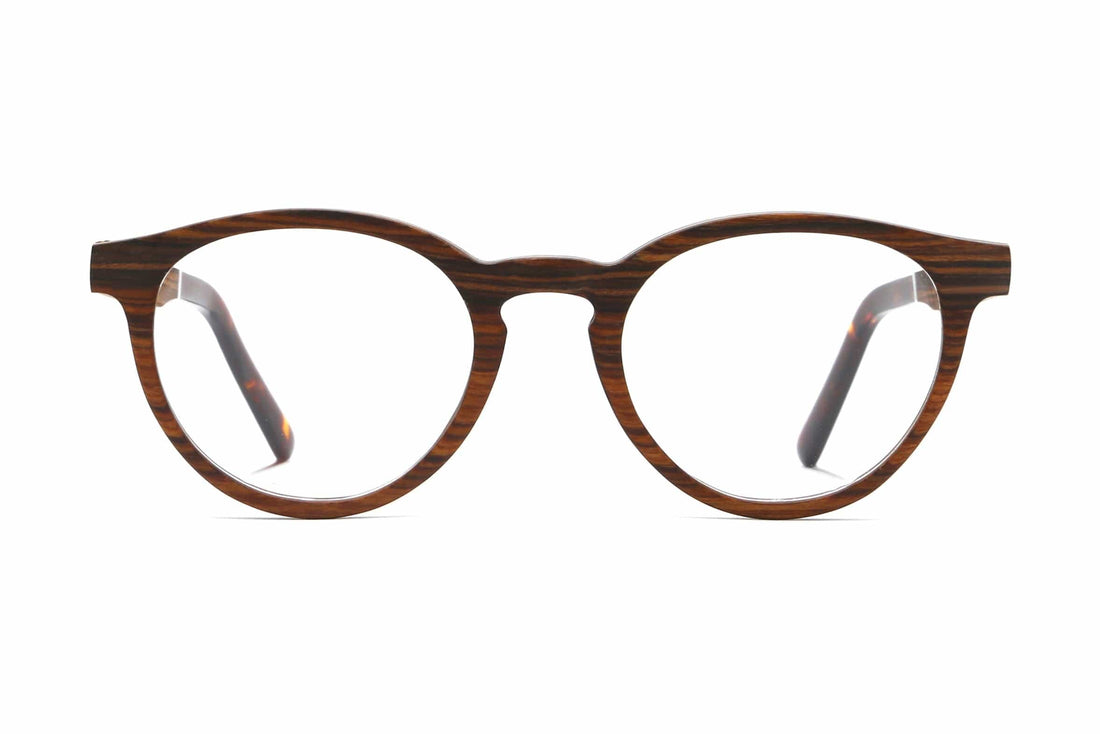 Cheer Rose, Retro Round Rosewood Glasses - Front