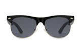 Black Jaguar Sunglasses, Browline Sunglasses Featuring Ebony Wood Arms with 100% UV Protection, Polarized Lenses - Front