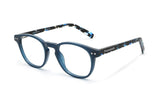 Dash Navy, Retro Square Navy Blue Acetate Glasses - Angled