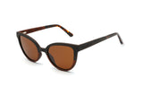 Ivy, Two-Tone Wood Cat-Eye Sunglasses with Polarized Lens - Angled