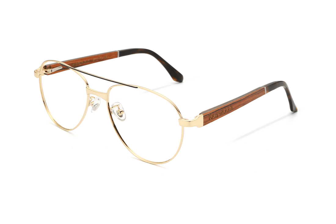 Purpose Gold - Vintage Aviator Eyeglasses in Gold Metal - Isometric