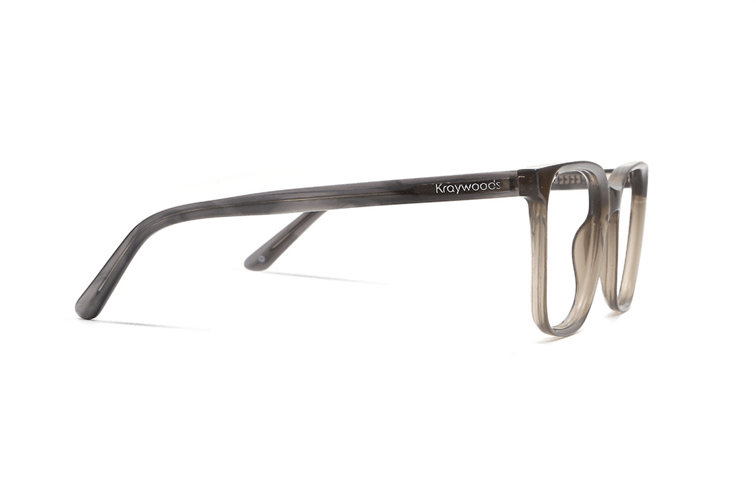 Marvel Grey, Oversized Square Grey Acetate Glasses - Side