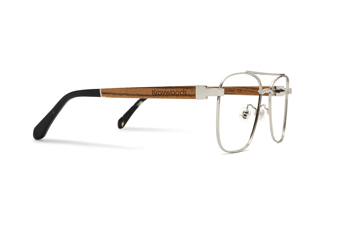 Drive Silver - Retro Square Eyeglasses in Silver Metal - Side