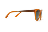 Sunset, Orange Round-Square Sunglasses with Polarized Green Lenses - Side