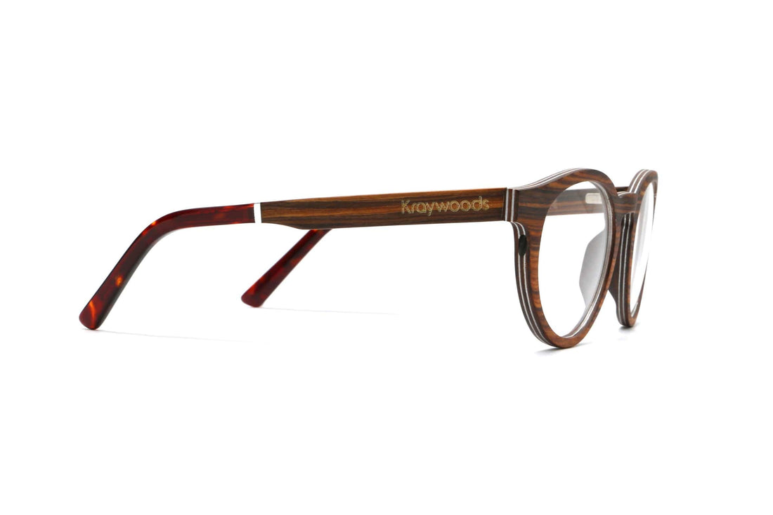 Cheer Rose - Retro Round Eyeglasses made from Rose Wood - Side