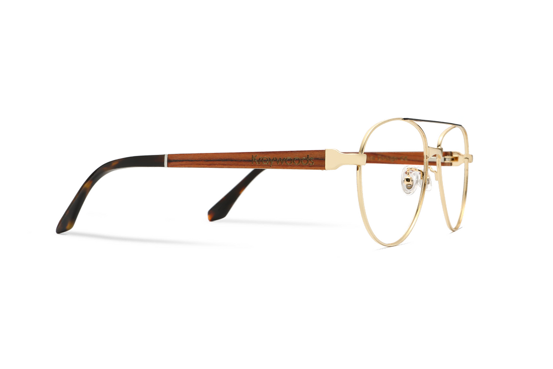 Purpose Gold - Vintage Aviator Eyeglasses in Gold Metal - Side