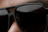 Man wearing Parker, Black Oversized Aviator Sunglasses