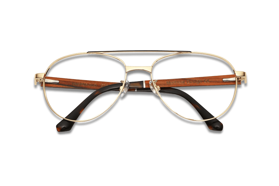 Purpose Gold - Vintage Aviator Eyeglasses in Gold Metal - Folded