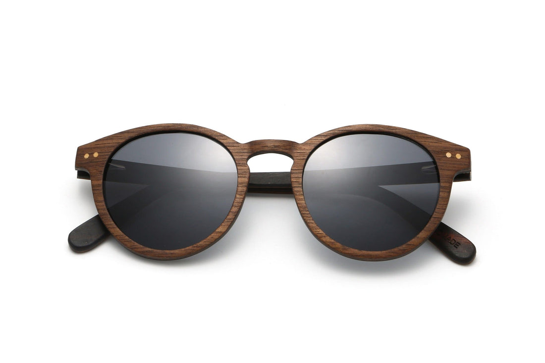 Ralph , Retro Round Wood Sunglasses - Folded