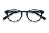 Dash Navy, Retro Square Navy Blue Acetate Glasses - Folded