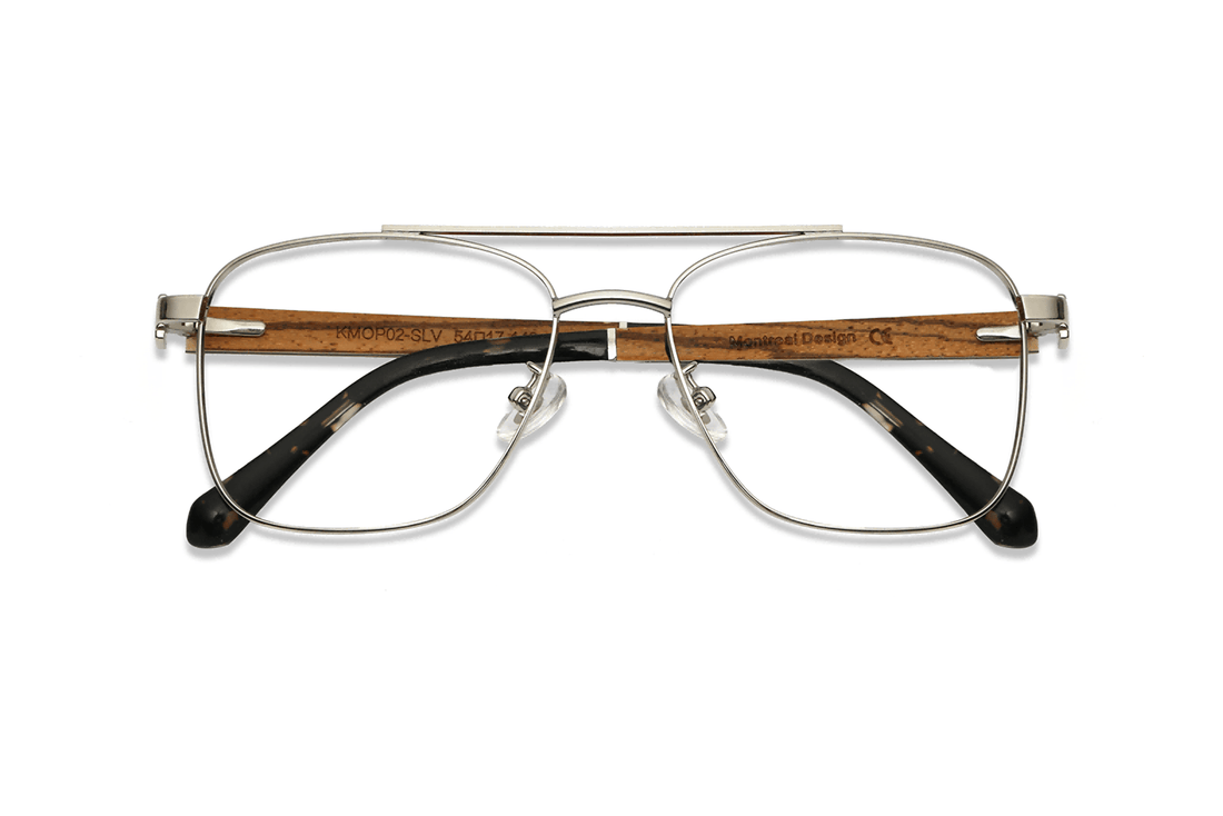 Drive Silver - Retro Square Eyeglasses in Silver Metal - Folded