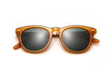 Sunset, Orange Round-Square Sunglasses with Polarized Green Lenses - Folded