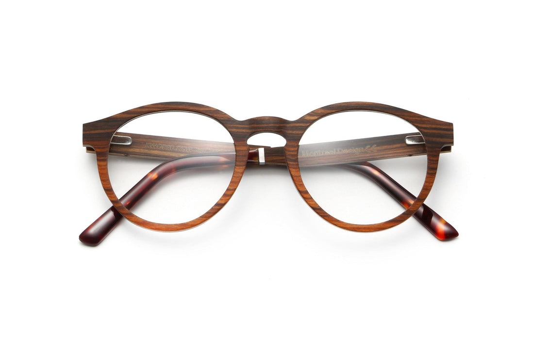 Cheer Rose - Retro Round Eyeglasses made from Rose Wood - Folded