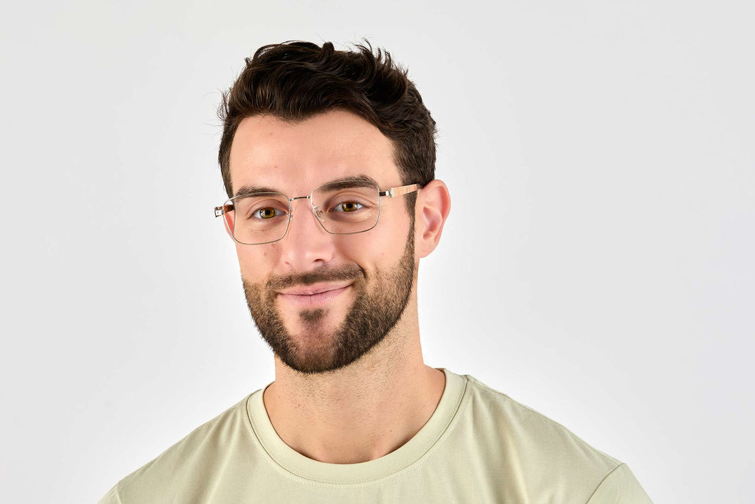 Man wearing Fair Silver, Silver Metal Square Glasses