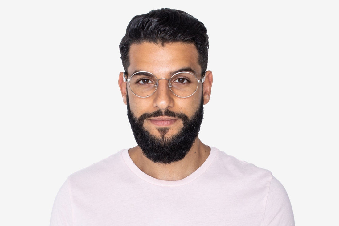 Man wearing Joy Silver, Silver Metal Round Glasses