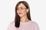 Woman wearing Purpose Gold, Oversized Aviator Glasses