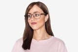 Woman wearing Purpose Black, Oversized Aviator Glasses