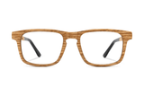 Bold Blonde, Rectangle Yellow Zebra Wood Glasses - Front