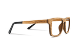 Bold Blonde, Rectangle Yellow Zebra Wood Glasses - Side