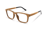 Bold Blonde, Rectangle Yellow Zebra Wood Glasses - Angled