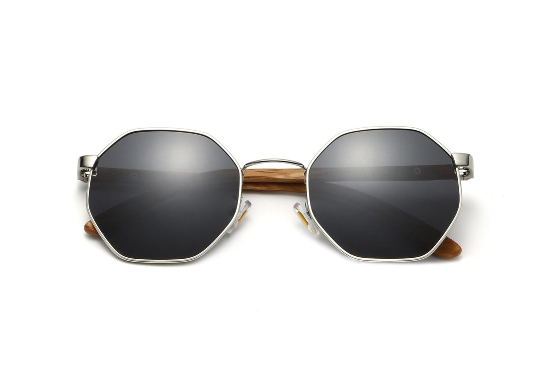 Daze, Silver Metal Octagon Sunglasses - Folded