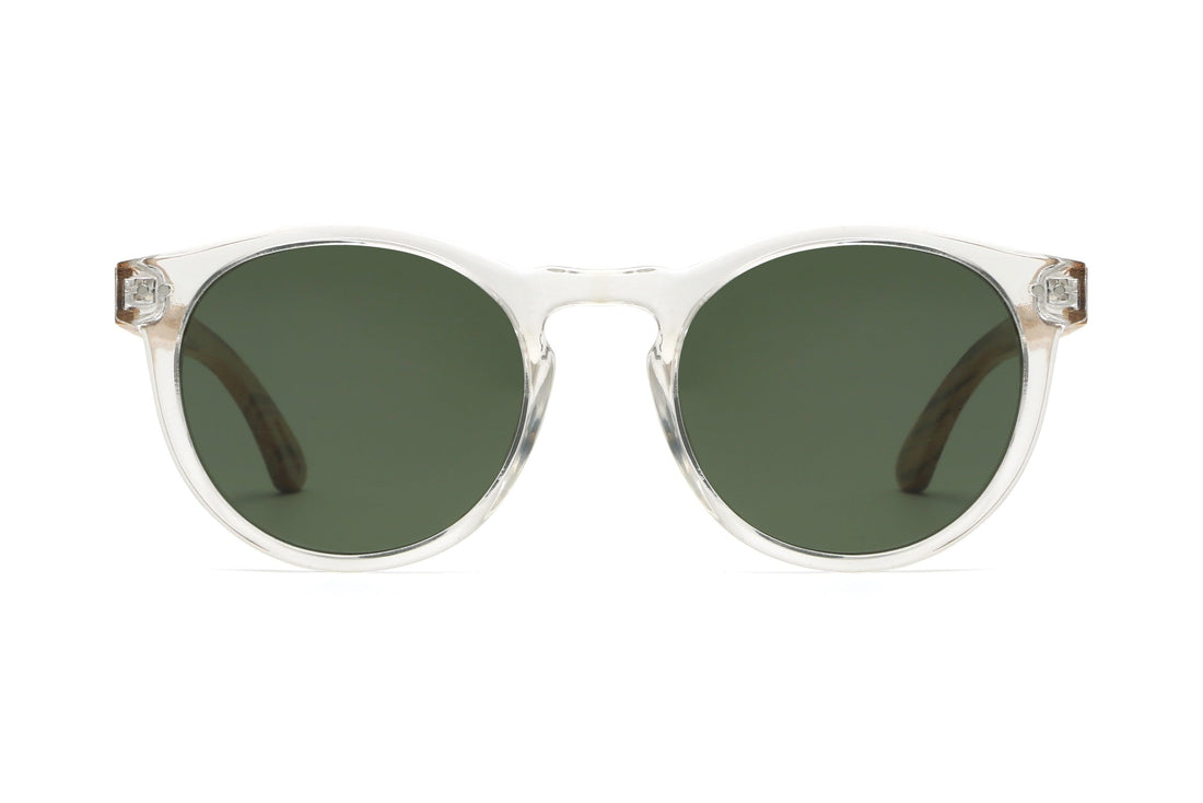 Funk, Round Clear Frame Green Lens Sunglasses - Front