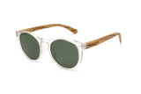 Funk, Round Clear Frame Green Lens Sunglasses - Angled