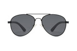 Leo, Black Aviator Sunglasses with Polarized Lens - Front