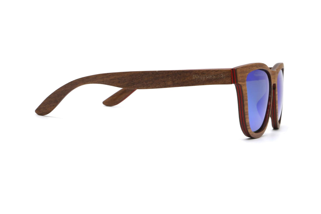 Racer, Wood Polarized Green Mirror Sunglasses - Side