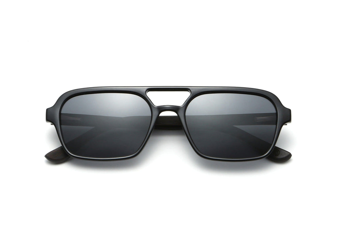 Ryder Black Retro Aviator Sunglasses - Folded