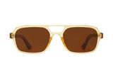 Tanner, Translucent Brown Retro Aviator Sunglasses - Front